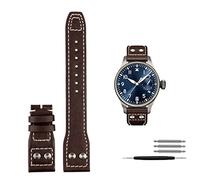 DASEB Band de montre de rivets en cuir authentique pour Iwc Big Pilot Spitfire Cowhide Pliant Boucle de boucle(Brown no calsp,22mm)