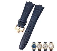 DASEB Bracelet de montre à Interface convexe en cuir véritable 25-8mm pour Vacheron Constantin outre-mer bracelets de montre en Grain de bambou noir bleu marron(Dark blue rose,25-9mm)