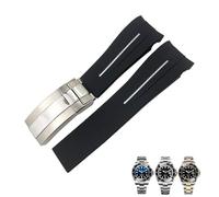 DASEB Bracelet de montre de rechange en caoutchouc de silicone pour Role Rolex Deep Sea-Dweller 126660 Bleu Noir Outils inclus 21 mm, 21mm