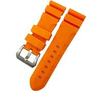 DASEB Bracelet de montre en caoutchouc 24mm 26mm bracelet de montre en Silicone adapté pour Panerai Submersible Luminor PAM vert bleu bracelet étanche(Orange pin,24mm)