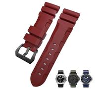 DASEB Bracelet de montre en caoutchouc naturel 24 mm 26 mm adapté pour Panerai PAM Silicone Rouge Bleu Bracelet de montre étanche Outils de bracelet, 24mm