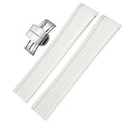 DASEB Bracelet de montre en Silicone à boucle papillon, 21mm, en caoutchouc fluoré coloré, pour Patek 5164A 5167A AQUANAUT Philippe Series(White,Rose Buckle)