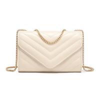 Dasein Petit sac à bandoulière matelassé élégant pour femme - Sac de soirée avec chaîne et bandoulière, nude