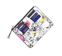 Dasein Portefeuille à fermeture éclair pour femme avec logo monogramme Signature Plusieurs emplacements pour cartes, blanc fleur