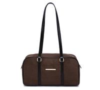 Dasein Sac à main rétro en daim synthétique style Boston East West pour femme, daim marron