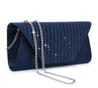 Dasein Sac de soirée pour femme avec paillettes et strass - Sac à main de soirée en cristal - Enveloppe à bandoulière, bleu marine