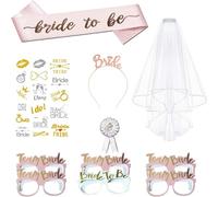 Dasellfa Evjf Accessoire Enterrement de Vie de Jeune Fille Kit Evjf Ensemble de 11, Bride to be Decoration Evjf, Deco Evjf