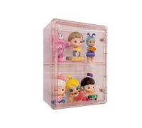 Dasellfa Petite Vitrine pour Collection Murale, Boîte de Présentation en Acrylique à 2 Niveaux pour Miniatures, Mini Figurines, Pop, Objets de Collection, DIY, Lego (Rose 9×16×21cm)