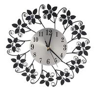 Dasertoe Horloge murale 3D, horloge murale en métal, cadran avec chiffres arabes, horloge décorative pour salon, chambre, bureau - Argent noir