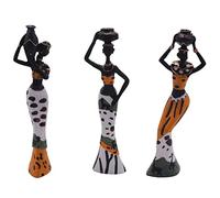 Dasertoe Lot de 3 statues africaines en résine pour hôtel, salon, jaune