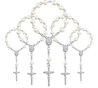 Dasertoe Lot de 30 chapelets de baptême en perles synthétiques pour baptême ou communion, Acrylique Métal