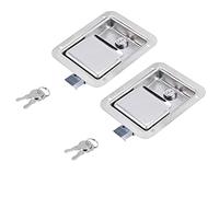 Dasertoe Matériel Paquet de 2 Loquet à Ressort pour Palette en Acier Inoxydable avec Serrure et Clé - Poignée Unique à Affleurement pour Remorque de Porte RV