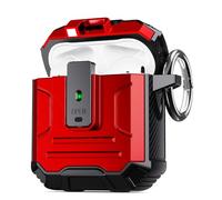 DASFOND Armor Coque pour Airpods 2/1 - Protection Totale et Style Élégant Étui Robuste Anti-Chocs avec Clip de Verrouillage Sécurisé Compatible avec Airpods 2/1 génération Case, Rouge