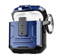 DASFOND Armor Coque pour Airpods 2/1 - Protection Totale et Style Élégant Étui Robuste Anti-Chocs avec Clip de Verrouillage Sécurisé Compatible avec Airpods 2/1 génération Case, Bleu