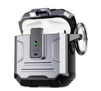 DASFOND Armor Coque pour Airpods 2/1 - Protection Totale et Style Élégant Étui Robuste Anti-Chocs avec Clip de Verrouillage Sécurisé Compatible avec Airpods 2/1 génération Case, Argent