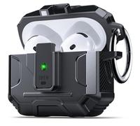 DASFOND Armor - Coque pour écouteurs Airpods 4 génération, coque rigide de protection intégrale antichoc de qualité militaire, prend en charge le chargement sans fil avec porte-clés, couvercle