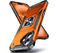 DASFOND Conçue pour iPhone 17 avec support, anneau en métal rotatif à 360° amélioré, béquille de qualité militaire, résistante aux chocs et aux chocs pour iPhone 17 de 6,3", orange