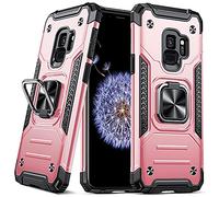 DASFOND Coque Compatible avec Galaxy S9 - Housse de Protection Antichoc de Qualité Militaire Etui avec Anneau Métallique Améliorée [Support Magnétique] pour Samsung Galaxy S9, Or Rose