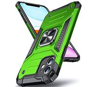 DASFOND Coque Compatible avec iPhone 11 6.1'', Housse de Protection Antichoc de Qualité Militaire, Etui avec Anneau Métallique Rotatif à 360 Degrés[Support Magnétique], Vert Herbe
