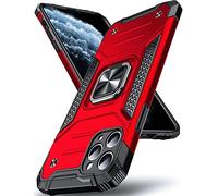 DASFOND Coque Compatible avec iPhone 11 Pro 5.8'', Housse de Protection Antichoc de Qualité Militaire, Etui avec Anneau Métallique Rotatif à 360 Degrés[Support Magnétique], Rouge