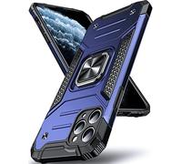 DASFOND Coque Compatible avec iPhone 11 Pro 5.8'', Housse de Protection Antichoc de Qualité Militaire, Etui avec Anneau Métallique Rotatif à 360 Degrés[Support Magnétique], Bleu