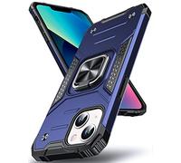 DASFOND Coque Compatible avec iPhone 13 Mini 5,4 Pouces, Housse de Protection Antichoc de Qualité Militaire, Etui avec Anneau Métallique Rotatif à 360 Degrés[Support Magnétique], Bleu