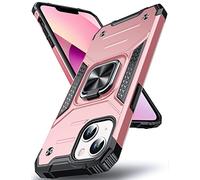 DASFOND Coque Compatible avec iPhone 13 Mini 5,4 Pouces, Housse de Protection Antichoc de Qualité Militaire, Etui avec Anneau Métallique Rotatif à 360 Degrés[Support Magnétique], Or Rose