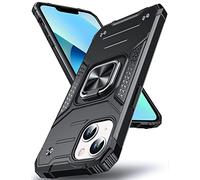 DASFOND Coque Compatible avec iPhone 13 Mini 5,4 Pouces, Housse de Protection Antichoc de Qualité Militaire, Etui avec Anneau Métallique Rotatif à 360 Degrés[Support Magnétique], Noir