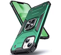 DASFOND Coque Compatible avec iPhone 14 Antichoc, Housse de Protection de Qualité Militaire, [Support magnétique de Voiture] Etui pour iPhone 14 avec Anneau de Support, Vert Foncé