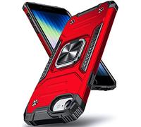 DASFOND Coque Compatible avec iPhone SE 2020 iPhone 8/7/6S/6, Housse de Protection Antichoc de Qualité Militaire, Etui avec Anneau Métallique Rotatif à 360 Degrés[Support Magnétique], Rouge