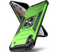 DASFOND Coque Compatible avec iPhone X/10/XS, Housse de Protection Antichoc de Qualité Militaire, Etui avec Anneau Métallique Rotatif à 360 Degrés[Support Magnétique], Vert Herbe
