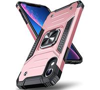 DASFOND Coque Compatible avec iPhone XR, Housse de Protection Antichoc de Qualité Militaire, Etui avec Anneau Métallique Rotatif à 360 Degrés[Support Magnétique], Or Rose