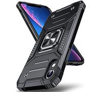 DASFOND Coque Compatible avec iPhone XR, Housse de Protection Antichoc de Qualité Militaire, Etui avec Anneau Métallique Rotatif à 360 Degrés[Support Magnétique], Noir