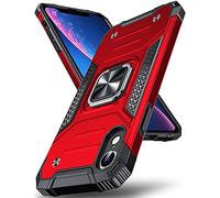 DASFOND Coque Compatible avec iPhone XR, Housse de Protection Antichoc de Qualité Militaire, Etui avec Anneau Métallique Rotatif à 360 Degrés[Support Magnétique], Rouge