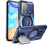 DASFOND Coque pour Samsung Galaxy S23, Compatible avec MagSafe, Coque Protection de Antichoc Militaire avec Couverture de Caméra, Pied Intégré, Recharge sans Fil et Bords Antidérapants, Bleu