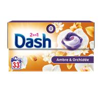 DASH 2-en-1 Lot de 33 capsules de lessive parfum ambre et orchidée