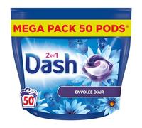 Dash 2-en-1 PODS Lessive Capsules, 50 Lavages, Envolée D’Air, Ultra Nettoyant Et Fraîcheur Longue Durée, Élimine Les Saletés et Taches Incrustées, Fabriqué en France