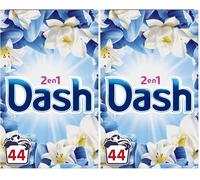Dash 2en1, Lessive En Poudre, 44 Lavages, Parfum Air Frais et Fleurs Blanches, Avec Fraîcheur Lenor, Fabriquée En France (Lot de 2)
