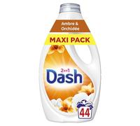 Dash 2en1 Lessive Liquide, 44 Lavages, Parfum Ambre et Orchidée, Jusqu'à 3 Semaines de Fraîcheur