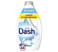 Dash 2en1 Lessive Liquide Air Frais et Fleurs Blanches, 44 Lavages, Avec Plus de Fraîcheur Lenor, Nettoyage en Profondeur, Parfum Printanier, Idéale pour Prétraitement, Fabriquée en France