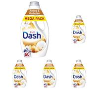 Dash 2en1 Lessive Liquide Ambre & Orchidée, 60 Lavages, 3 Semaines de Fraîcheur, Avec Lenor, Notes de Vanille et d'Ambre, Nettoyage en Profondeur, Marque Française Traditionnelle, Fabriquée à Amiens