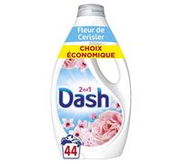 Dash 2en1 Lessive Liquide Fleurs de Cerisier et Eau de Rose, 44 Lavages, Avec Plus de Fraîcheur Lenor, Nettoyage en Profondeur, Idéale pour Prétraitement, Fabriquée en France