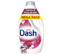 Dash 2en1 Lessive Liquide Jasmin et Rose de Mai, 60 Lavages, 3 Semaines de Fraîcheur, Avec Lenor, Notes Florales et Baies Rouges, Nettoyage en Profondeur, Fabriquée en France