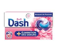 Dash 2en1 PODS, Lessive En Capsule, 30 Lavages, Bouquet de pivoines, PLUS DE FRAÎCHEUR, ÉLIMINATION DES ODEURS avec l’adoucissant Lenor, Fabriquée En France, Dash 2in1