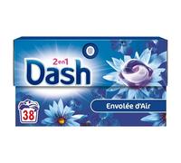 Dash 2en1 PODS, Lessive En Capsule, 38 Lavages, Envolée d’air, 3 SEMAINES DE FRAÎCHEUR* AVEC L’ADOUCISSANT LENOR, Fabriquée En France. Dash 2in1