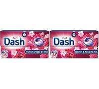 Dash 2en1 PODS, Lessive En Capsule, 38 Lavages, Jasmin Et Rose De Mai, 3 SEMAINES DE FRAÎCHEUR* AVEC L’ADOUCISSANT LENOR, Fabriquée En France, Dash 2in1 (Lot de 2)