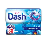 Dash 2en1 PODS, Lessive En Capsule, 38 Lavages, Envolée d’air, 3 SEMAINES DE FRAÎCHEUR* AVEC L’ADOUCISSANT LENOR, Fabriquée En France. Dash 2in1
