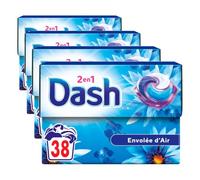 Dash 2en1 PODS, Lessive En Capsule, 38 Lavages, Parfum Envolée d'air, 3 Semaines De Fraîcheur* Avec L’Adoucissant Lenor, Fabriqué En France (Lot de 4)