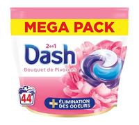 Dash 2en1 PODS, Lessive En Capsule, 44 Lavages, Parfum Bouquet de Pivoines, PLUS DE FRAÎCHEUR, ÉLIMINATION DES ODEURS avec l’adoucissant Lenor, Fabriquée En France