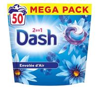 Dash 2en1 PODS Envolée d'Air, 50 Lavages, Lessive Capsules 3-en-1, 3 Semaines de Fraîcheur avec Lenor, Parfum Brise Marine et Fleurs Fraîches, Efficace en Cycle Froid, Fabriquée en France